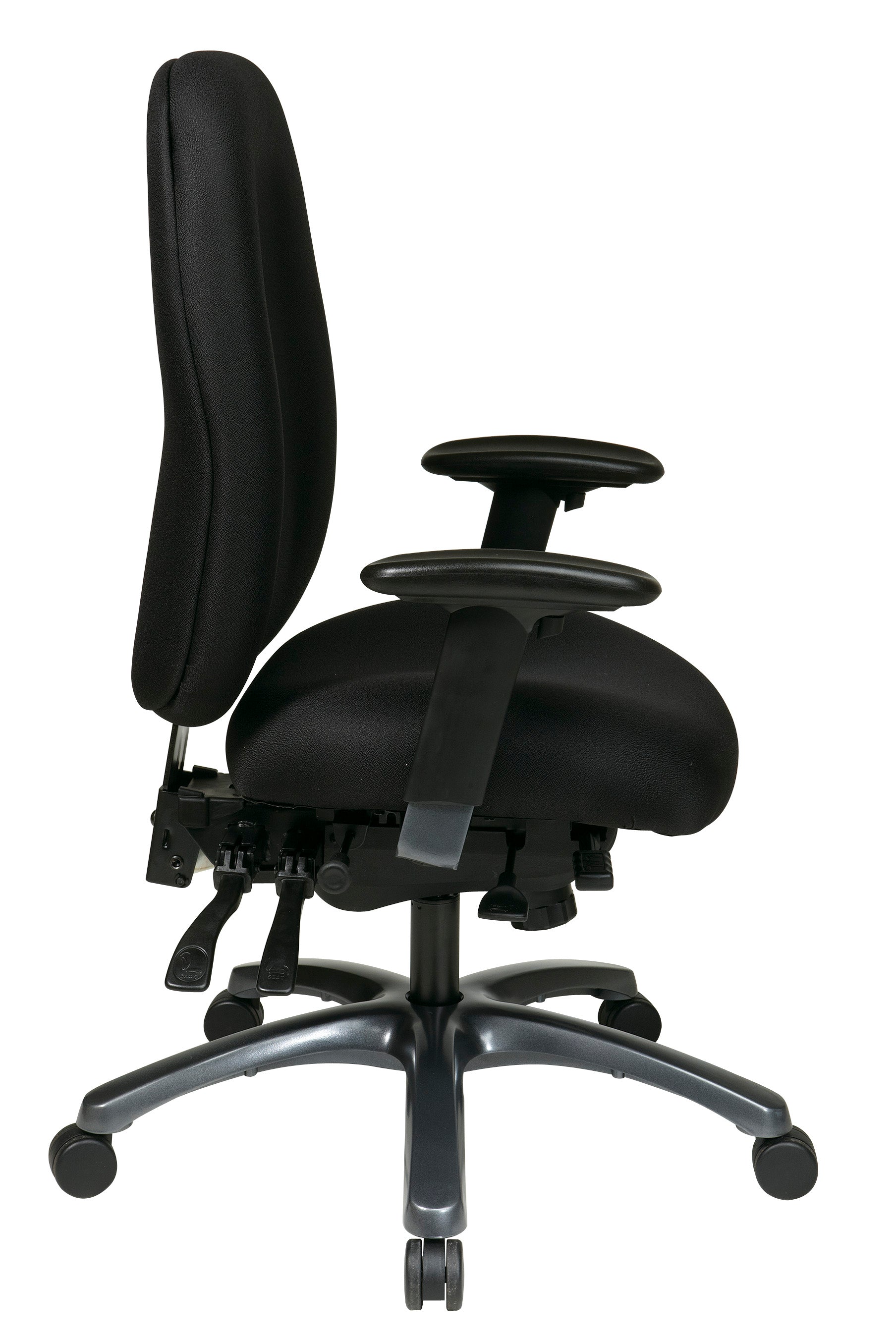 Multi-Function High Back Chair with Seat Slider and Titanium Finish Base